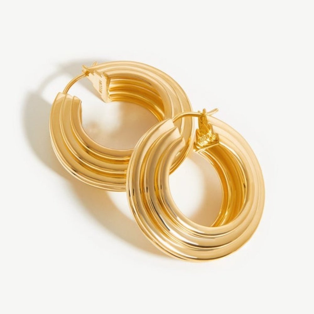 Missoma Lucy Williams Large Chunky Ridge Hoop Earrings NWOT